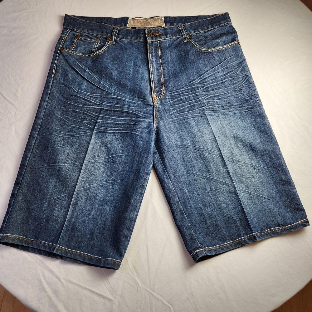 Blue‎ Gear Denim Jeans Shorts Jorts Mens 40 Vintage Y2K Baggy Skater Skateboard